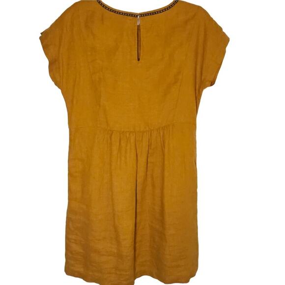 Garnet Hill Women's Mustard Yellow Linen Embroidered Dress‎ Short Sleeve 2 Short - Picture 8 of 8